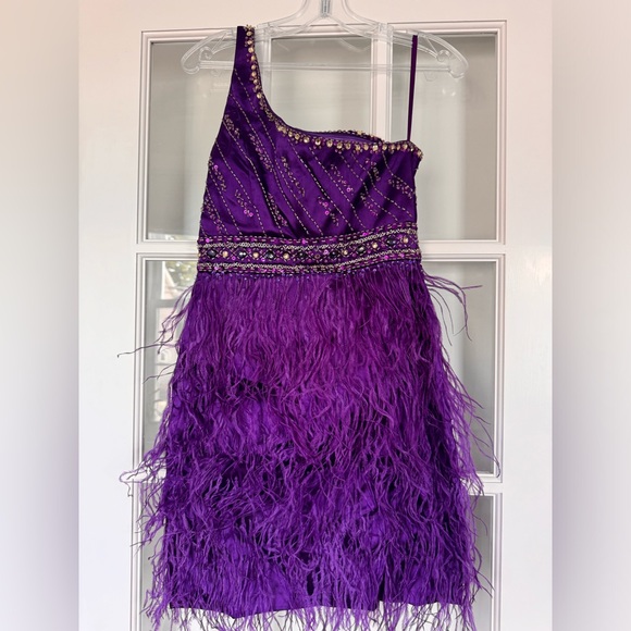 Purple Feather Prom Dress - Picture 2 of 4